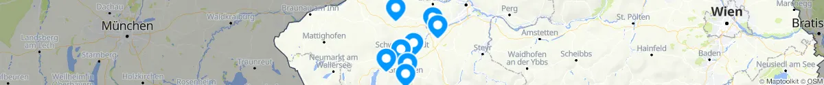 Kartenansicht für Apotheken-Notdienste in der Nähe von Aichkirchen (Wels  (Land), Oberösterreich)